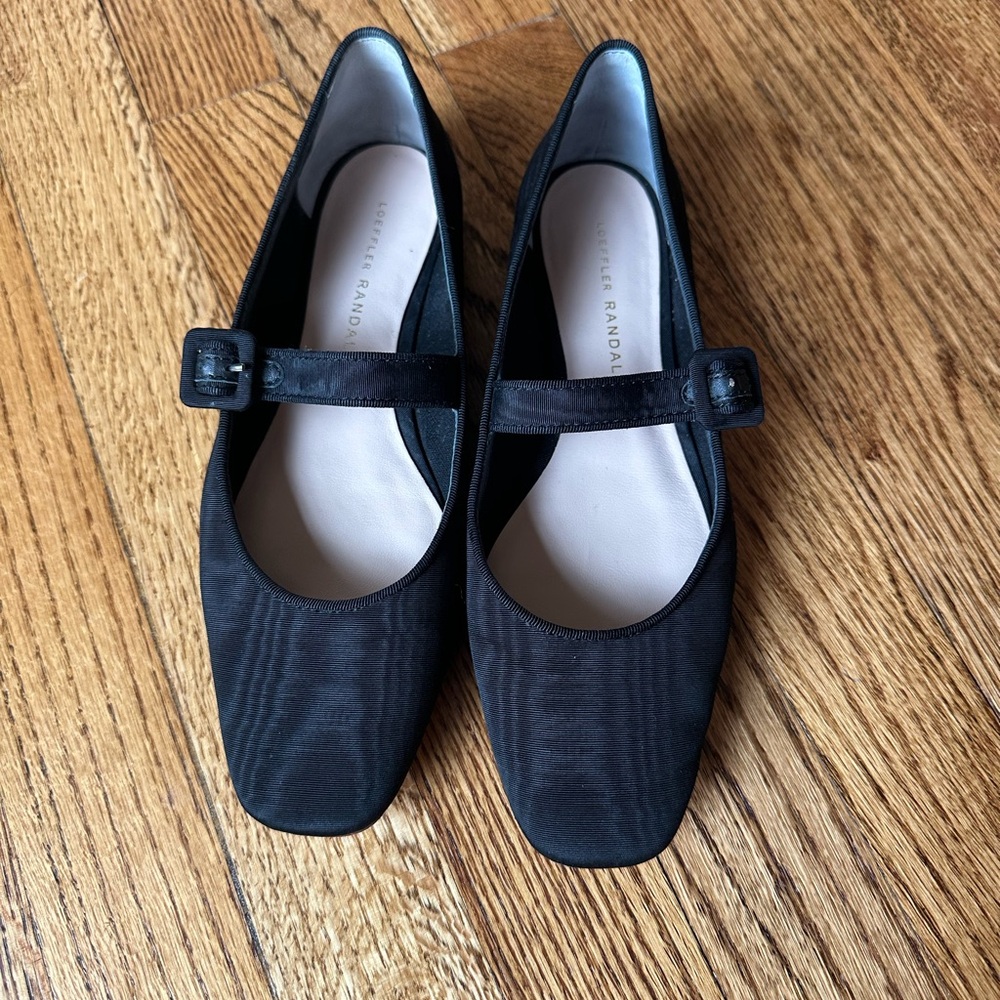 LOEFFLER RANDALL Black Moire Ginger Mary Jane Flats, 6.5
